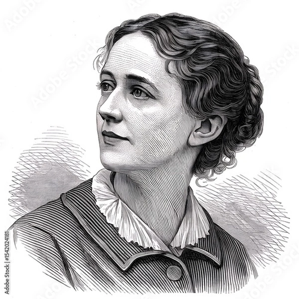 Obraz Engraved Portrait of Inspired Female Designer - Creative Professional