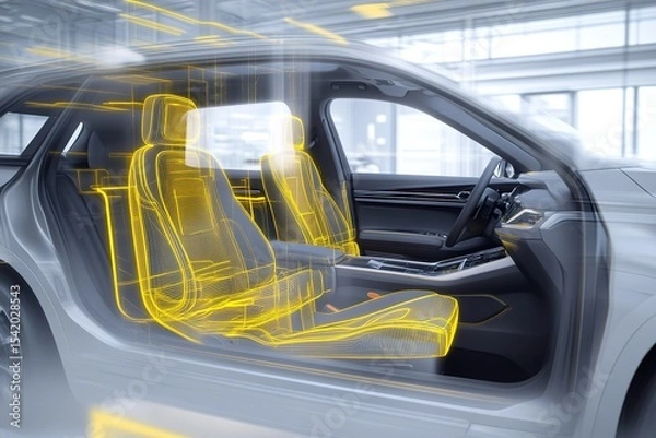 Fototapeta Advanced automobile safety technologies in modern vehicles