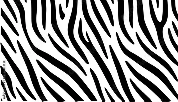 Fototapeta Bold Black and White Zebra Stripes Seamless Pattern Vector Background