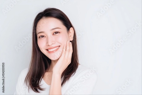 Fototapeta 自信にあふれた表情の30代女性（ポジティブ・エイジングケア・広告素材）