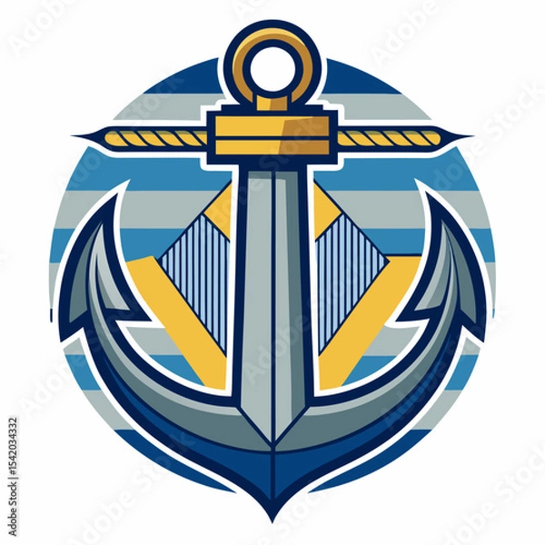 Obraz Anchor Logo Design for Nautical and Maritime Industries, Marine Symbol Vector Illustration