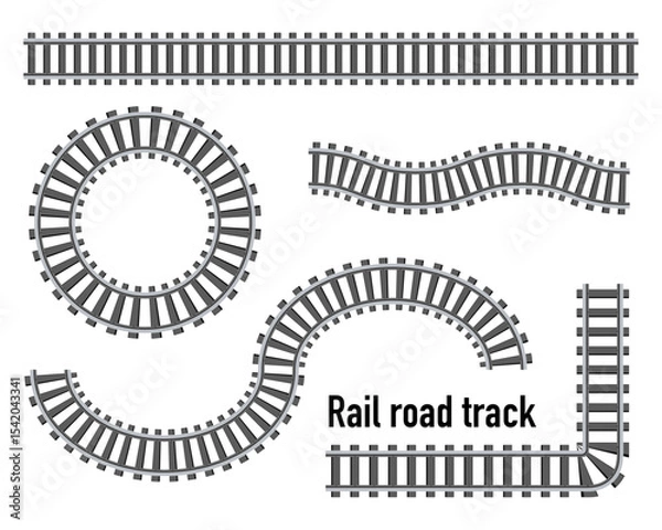 Fototapeta デフォルメされた線路のイラストセット