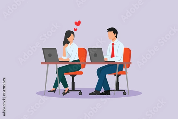Obraz Affection in Office Concept. Colored flat vector illustration isolated
