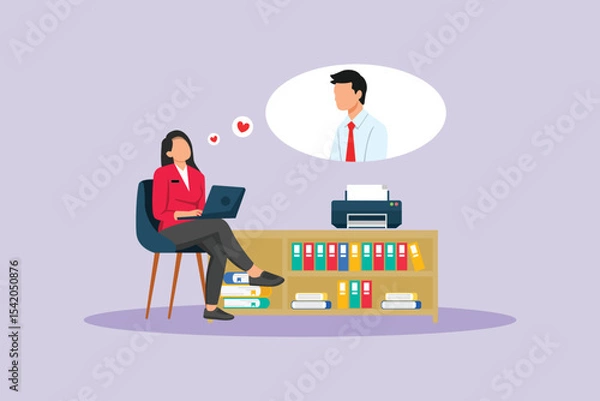 Obraz Affection in Office Concept. Colored flat vector illustration isolated