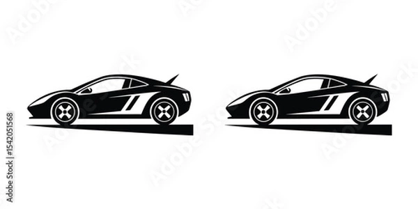 Obraz Creative Silhouette of a Sleek Sports Car Gliding Along the Highway Isolated on White Background