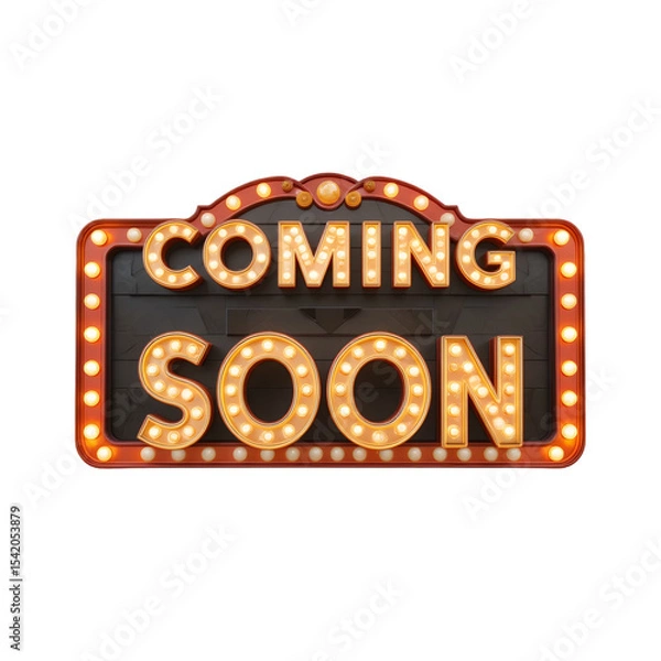Obraz coming soon marquee sign, broadway style, png transparent