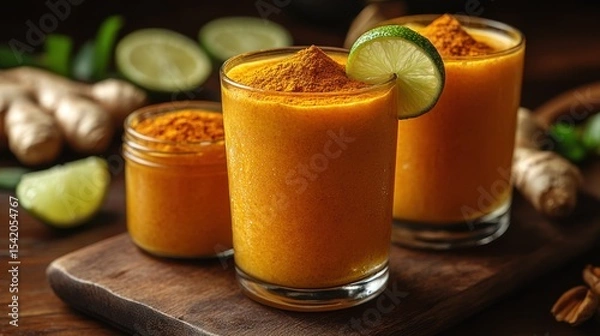 Obraz Golden Turmeric Smoothie with Lime