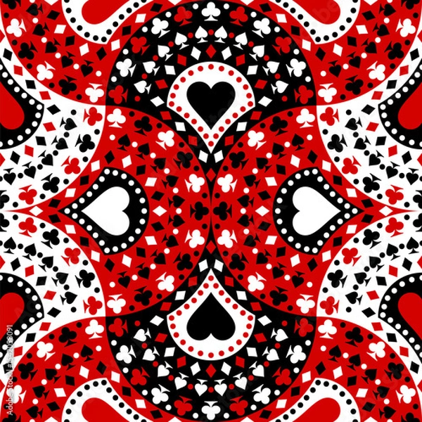 Obraz Playing Cards Suits Symbols Seamless Pattern