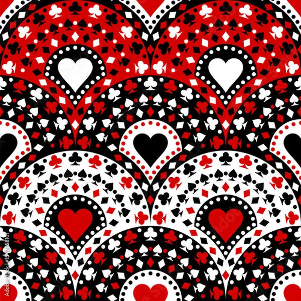 Obraz Playing Cards Suits Symbols Seamless Pattern