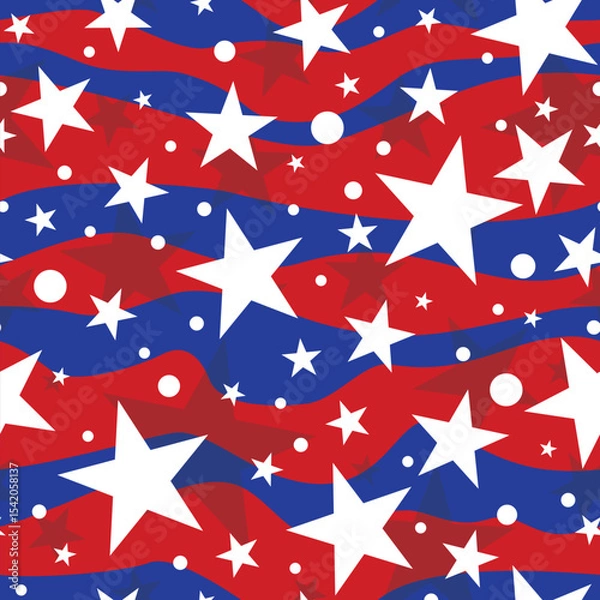 Obraz Patriotic American Red and Blue Seamless Pattern