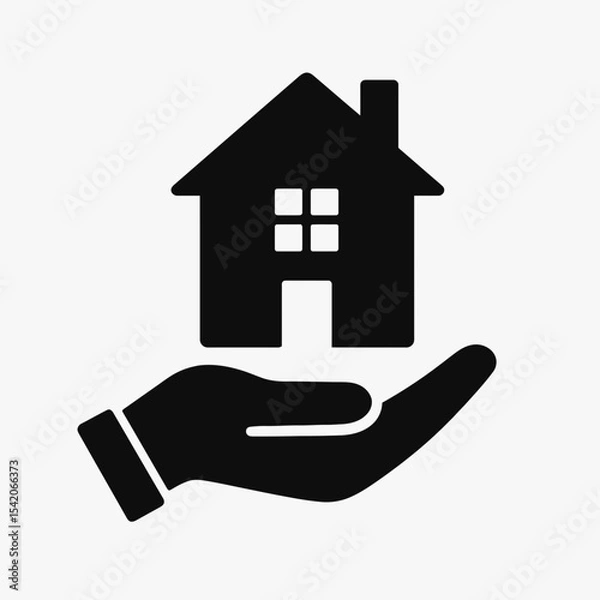 Fototapeta very simple flat and single minimalist House Purchase Silhouettes in black on a white background