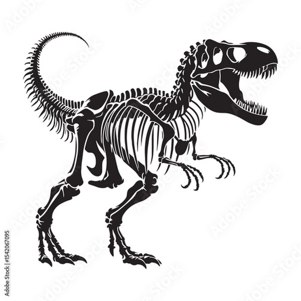Obraz Powerful presence in bone – Tyrannosaurus rex skeleton silhouette defined through Tyrannosaurus rex skeleton vector – dinosaur skeleton silhouette

