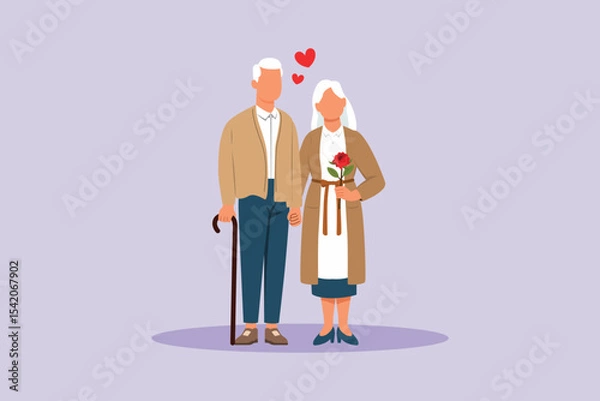 Obraz Seniors in Love Concept. Colored flat vector illustration isolated
