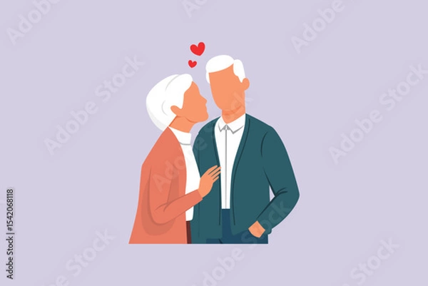 Obraz Seniors in Love Concept. Colored flat vector illustration isolated