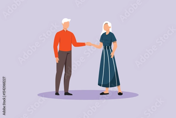 Obraz Seniors in Love Concept. Colored flat vector illustration isolated