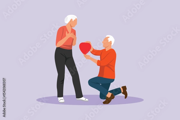 Obraz Seniors in Love Concept. Colored flat vector illustration isolated