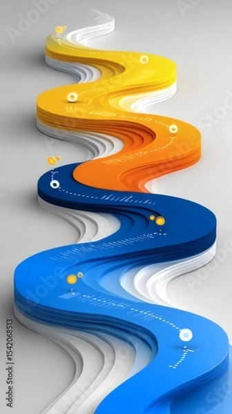 Fototapeta simple timeline path with checkpoints illustrated by financial goals like emergency fund and retirement abstract infographic layout side copy space