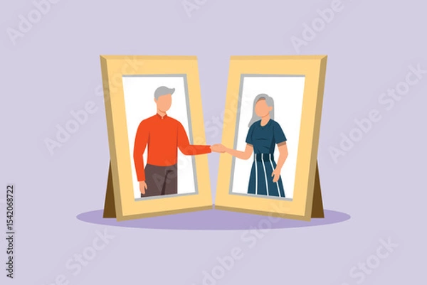Obraz Seniors in Love Concept. Colored flat vector illustration isolated