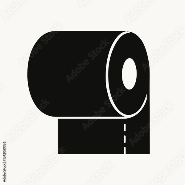 Fototapeta very simple flat and single minimalist Toilet Paper Silhouettes in black on a white background