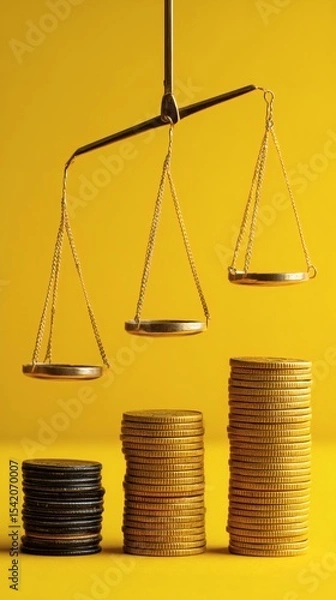Fototapeta scales balancing emergency fund and debt payment abstract fiscal responsibility concept side copy space