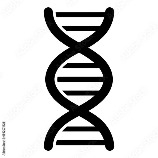 Fototapeta very simple flat and single minimalist DNA Strand Silhouettes in black on a white background
