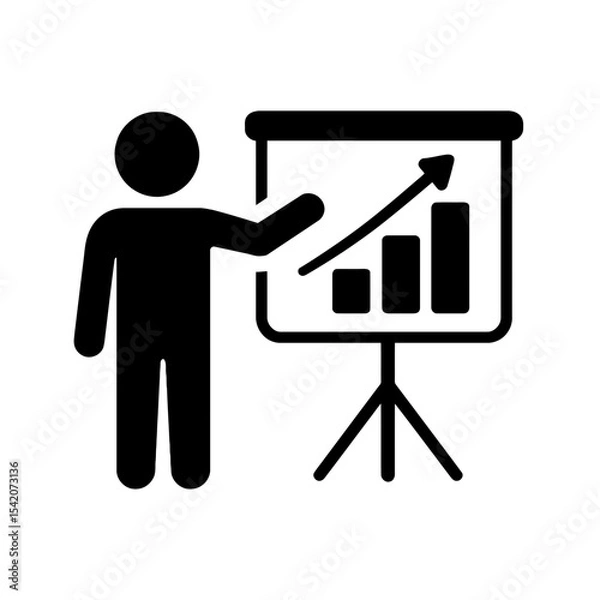 Fototapeta very simple flat and single minimalist Presentation Graph Silhouettes in black on a white background