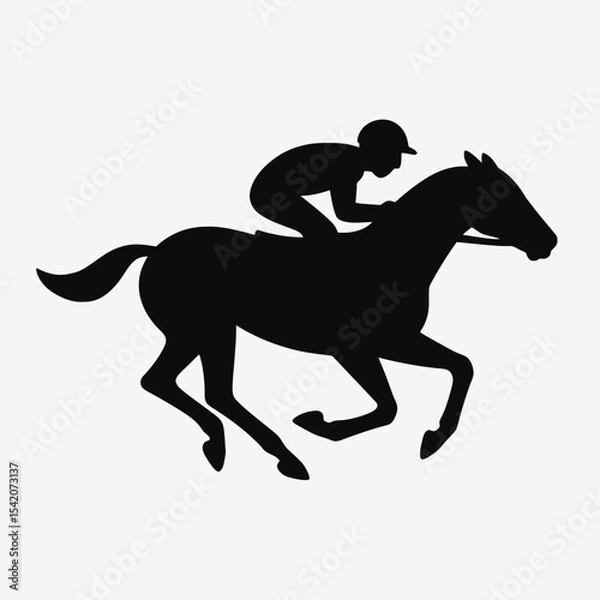 Fototapeta very simple flat and single minimalist Horse Racing Silhouettes in black on a white background
