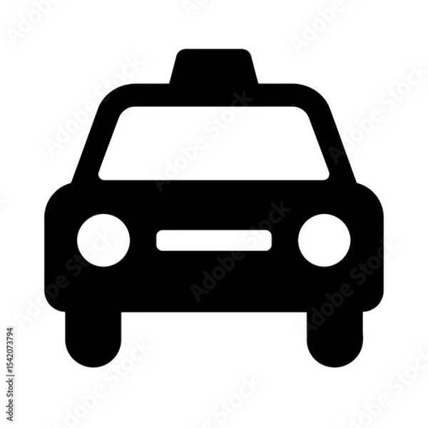 Fototapeta very simple flat and single minimalist Taxicab Silhouettes in black on a white background