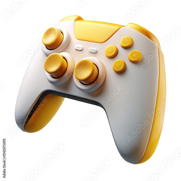 Fototapeta Modern yellow and white wireless game controller