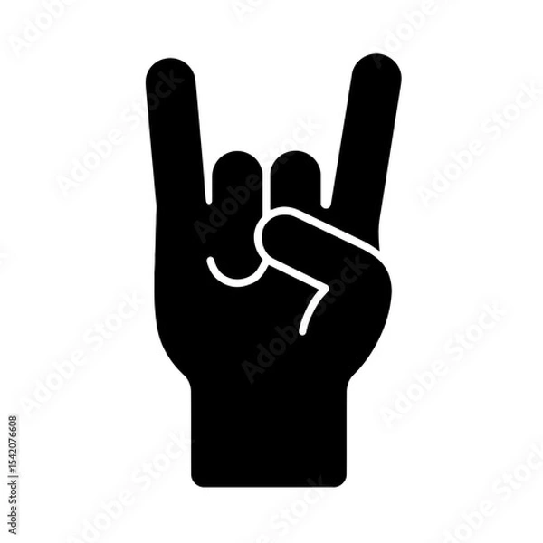 Fototapeta very simple flat and single minimalist Rock and Roll Hand Silhouettes in black on a white background