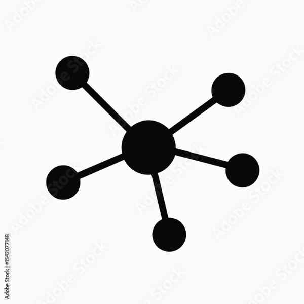 Fototapeta very simple flat and single minimalist Network Graphs Silhouettes in black on a white background