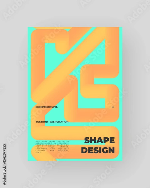 Obraz Bright abstract poster with fluid 3D shapes. Vivid Tubes with Gradient Effect