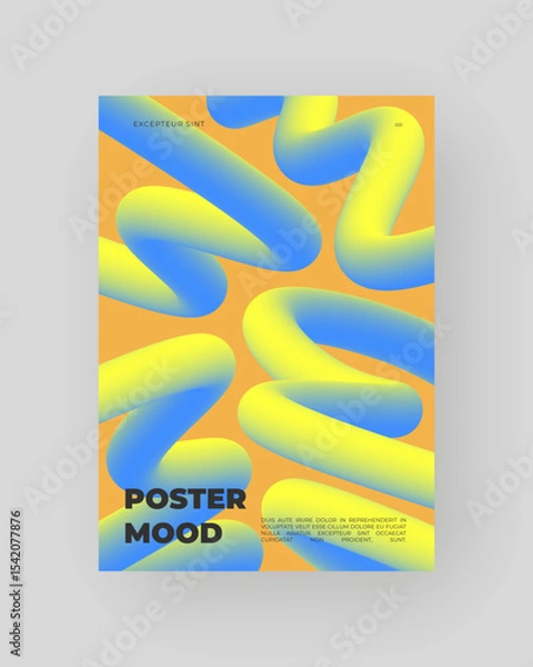 Obraz Bright abstract poster with fluid 3D shapes. Vivid Tubes with Gradient Effect