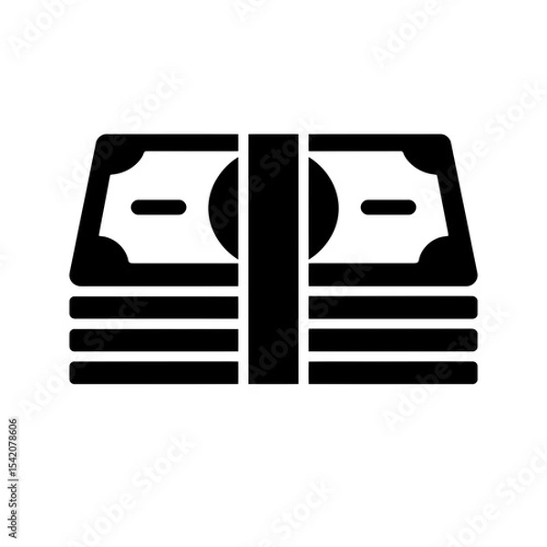 Fototapeta very simple flat and single minimalist Stacks of Money Silhouettes in black on a white background