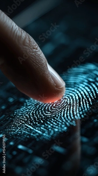 Fototapeta digital fingerprint unlocking finance app on smartphone symbolic access control security concept
