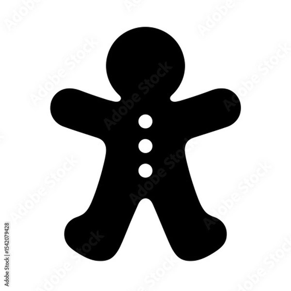 Fototapeta very simple flat and single minimalist Ginger Bread Man Silhouettes in black on a white background