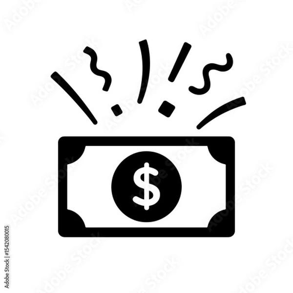 Fototapeta very simple flat and single minimalist Money Celebration Silhouettes in black on a white background