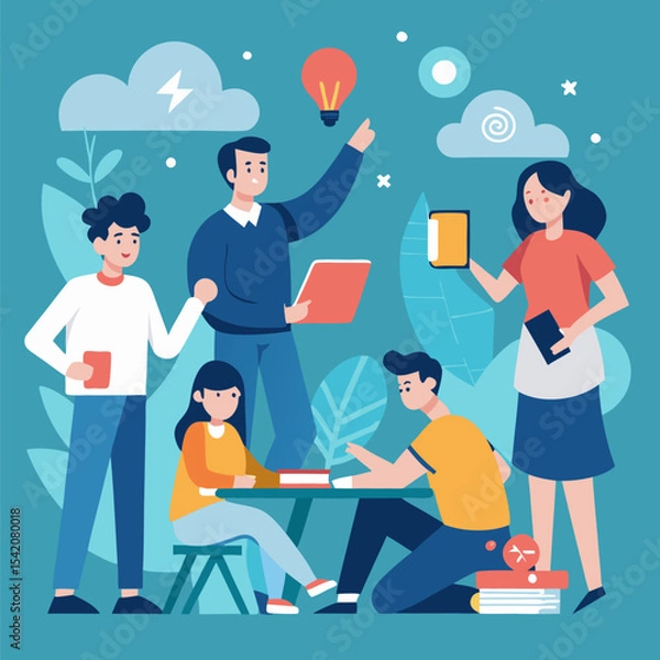 Fototapeta Students participating in university activities on campus