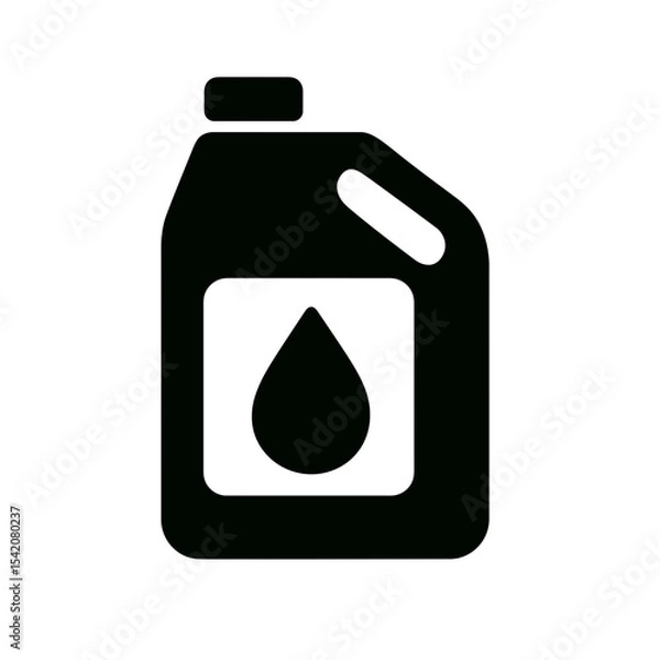 Fototapeta very simple flat and single minimalist Car Oil Bottle Silhouettes in black on a white background