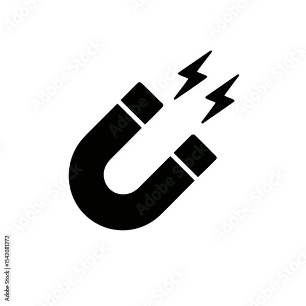 Fototapeta very simple flat and single minimalist Magnet Silhouettes in black on a white background