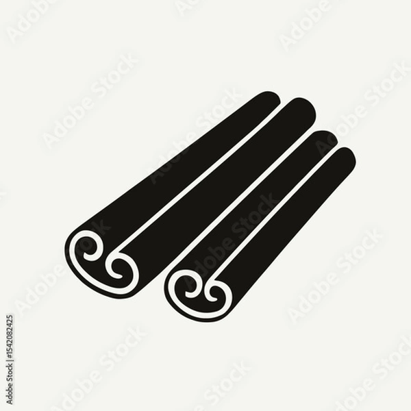 Fototapeta very simple flat and single minimalist Cinnamon Silhouettes in black on a white background