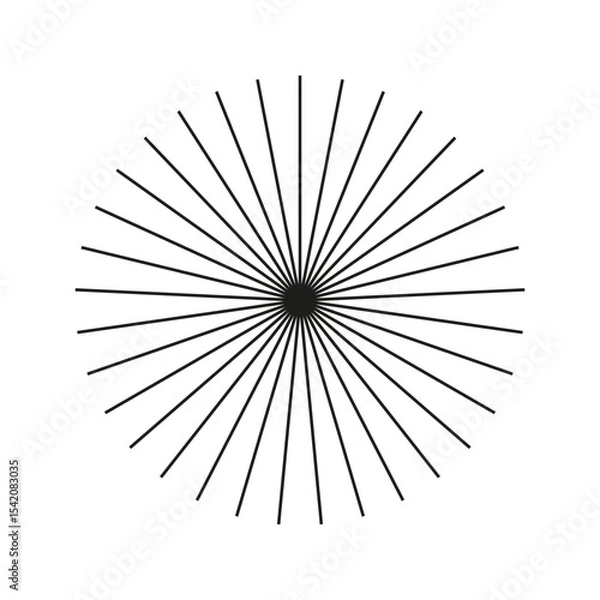 Fototapeta Sunburst element, radial stripes icon. Ray beams, burst. Spokes with radiating stripes grid. Sun star rays template. Radial circle radiation lines. Outline abstract graphic pattern. Circular lines.