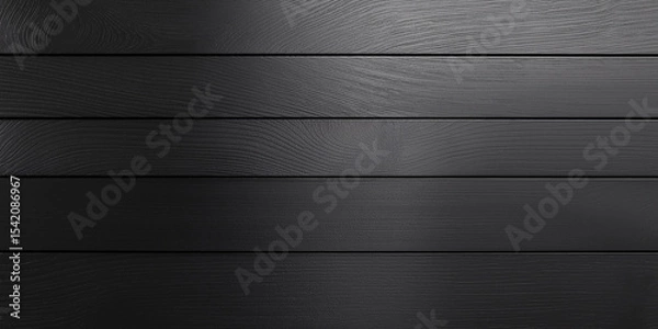 Fototapeta Black Woodgrain: A close-up shot reveals the intricate details of a dark wooden surface with horizontal planks, perfect for conveying a sense of texture and timeless design.