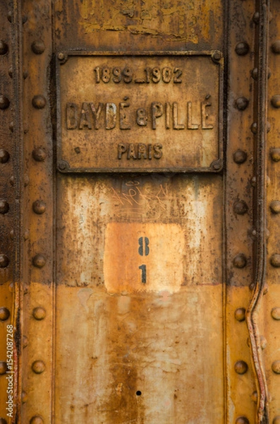 Obraz February 23, 2024, Hanoi: Constructor panel of the Long Bien Bridge. Vietnam.