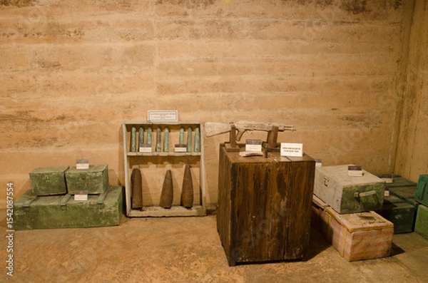 Obraz Weapons from the Vietnam War. Weapons room. Hospital Cave. Cat Ba Island. Vietnam.
