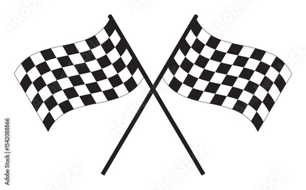 Obraz  Symmetry crossed checkered caro racing flags sports finish line flag car racing flag simple vector isolated from background