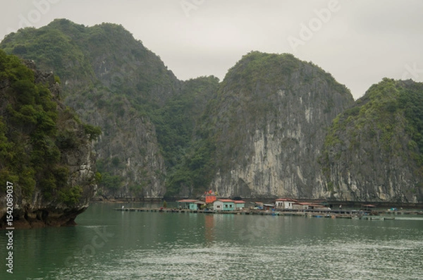 Obraz Floating fishing village. Lan Ha Bay. Cat Ba Archipelago. Vietnam.