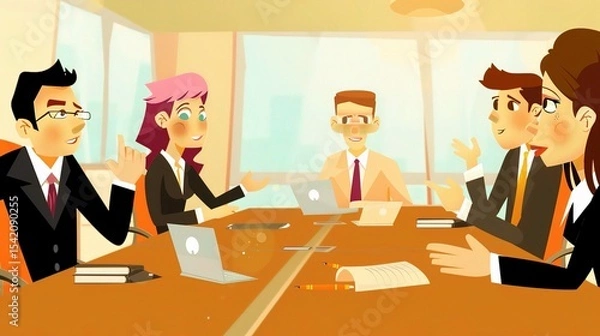 Fototapeta  A group of business people having an interview in the conference room, creating an atmosphere that radiates creativity for your presentation or visual storytelling project. 