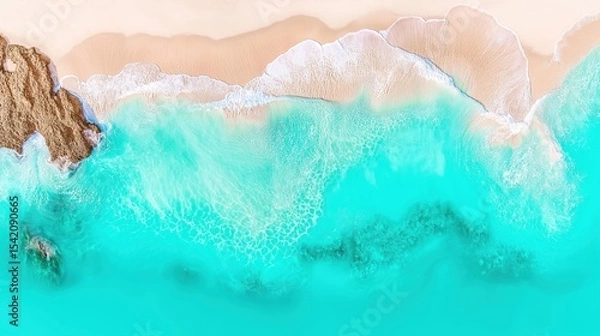 Obraz Close-up of tranquil watercolor waves on paper, evoking calm and serenity.
