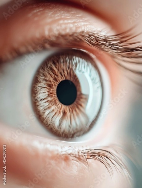 Obraz Detailed close-up of a brown eye showcasing intricate patterns and textures.